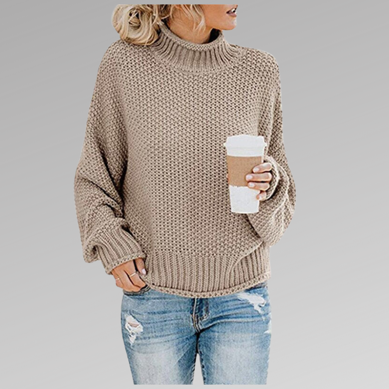 Women's Ribbed Knit Sweater, Relaxed Fit with Dropped Shoulders