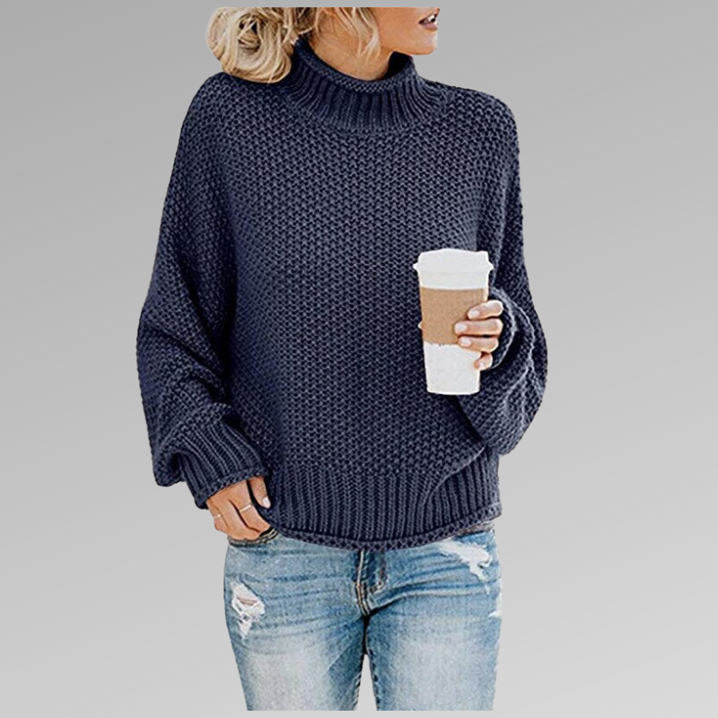Women's Ribbed Knit Sweater, Relaxed Fit with Dropped Shoulders