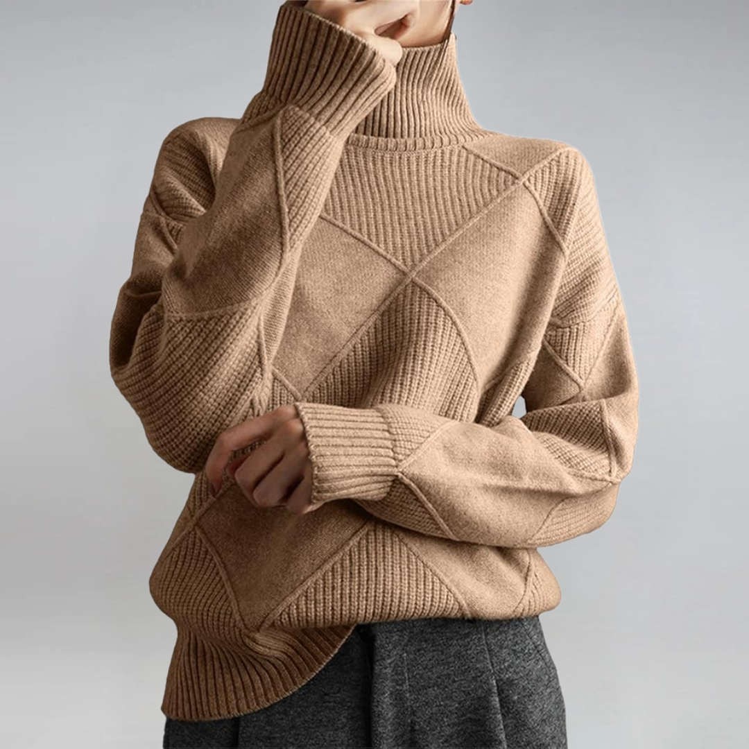 Women's Turtleneck Sweater, Relaxed Cashmere Blend Knit - Lauren