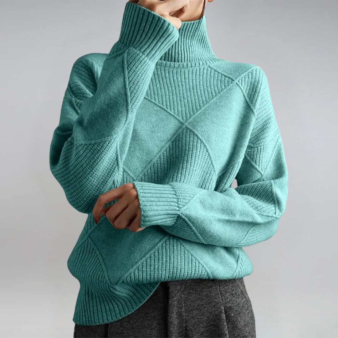 Women's Turtleneck Sweater, Relaxed Cashmere Blend Knit - Lauren