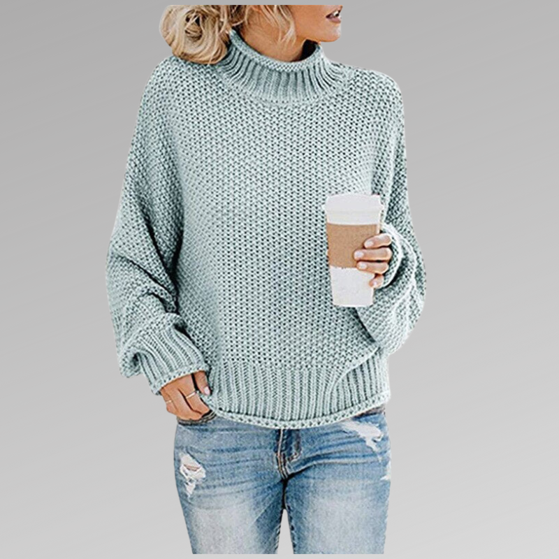Women's Ribbed Knit Sweater, Relaxed Fit with Dropped Shoulders