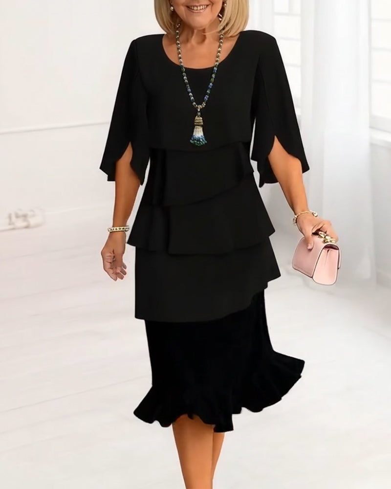 Patricia | Elegant Ruffle Midi Dress