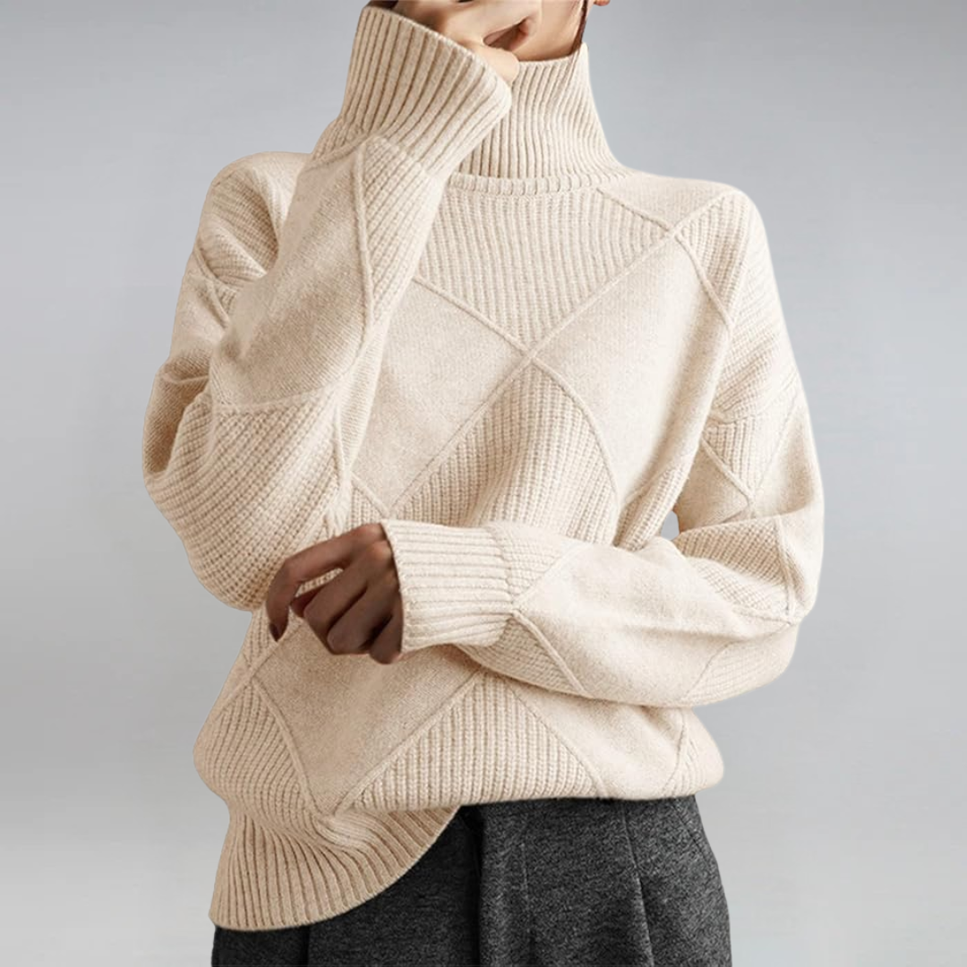 Women's Turtleneck Sweater, Relaxed Cashmere Blend Knit - Lauren