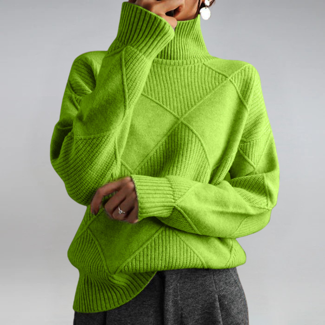 Women's Turtleneck Sweater, Relaxed Cashmere Blend Knit - Lauren