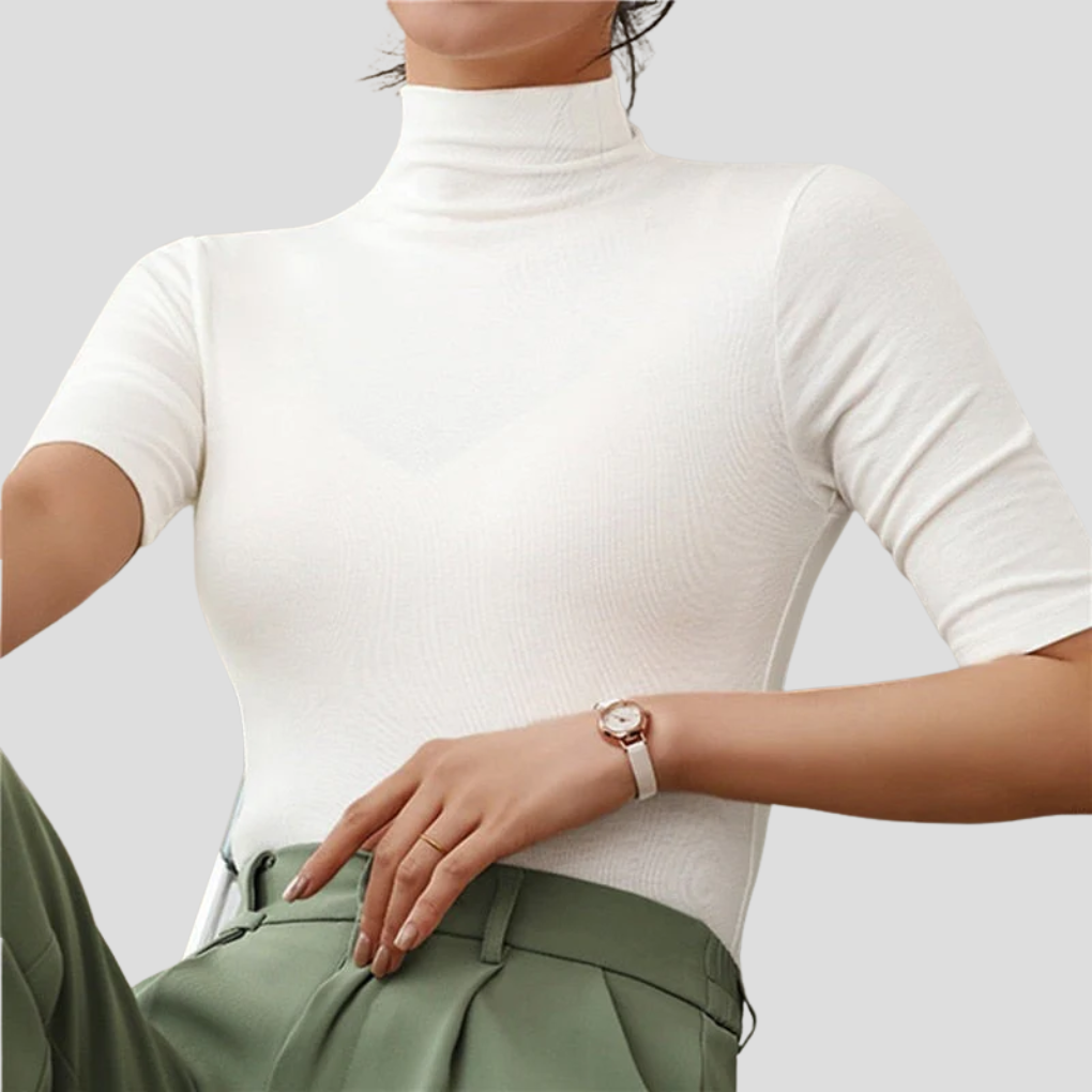 Women's Seamless Turtleneck Top, Ultra-Thin Slim-Fit Knit