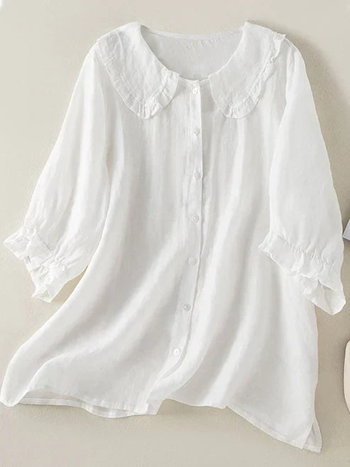 Elise | Peter Pan Collar Linen Shirt