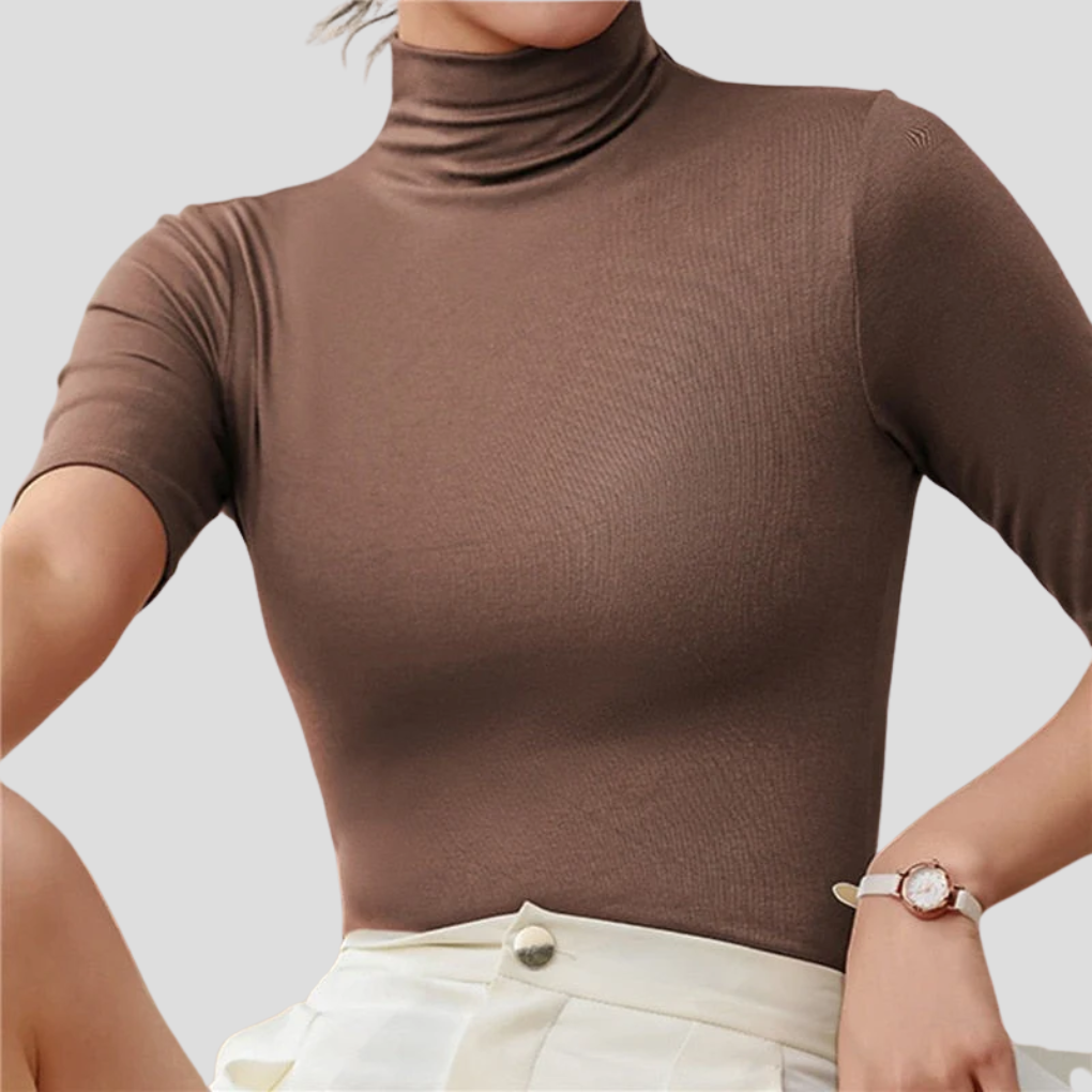 Women's Seamless Turtleneck Top, Ultra-Thin Slim-Fit Knit
