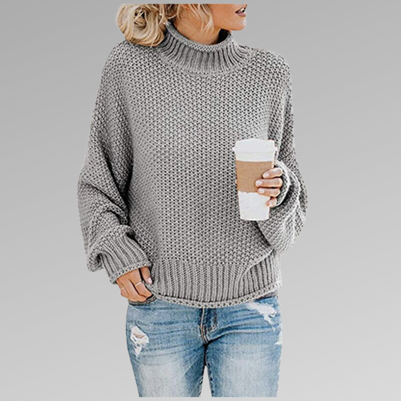 Women's Ribbed Knit Sweater, Relaxed Fit with Dropped Shoulders