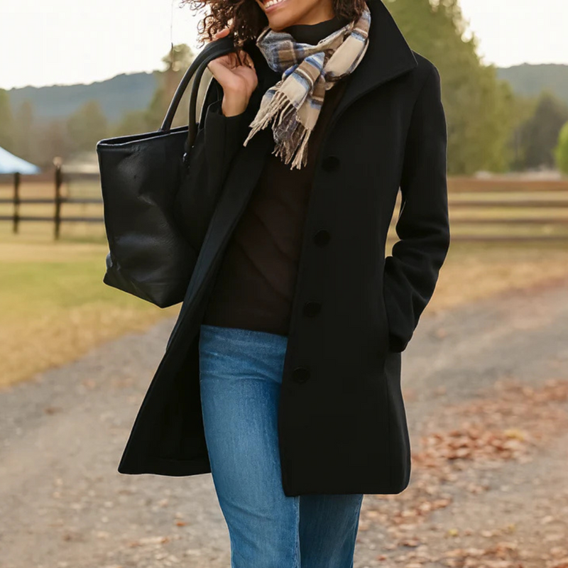 Women's Wool Trench Coat – Longline Button Front