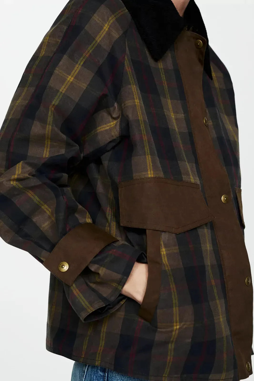 Women's Plaid Jacket, Lined with Contrast Collar - Tessa