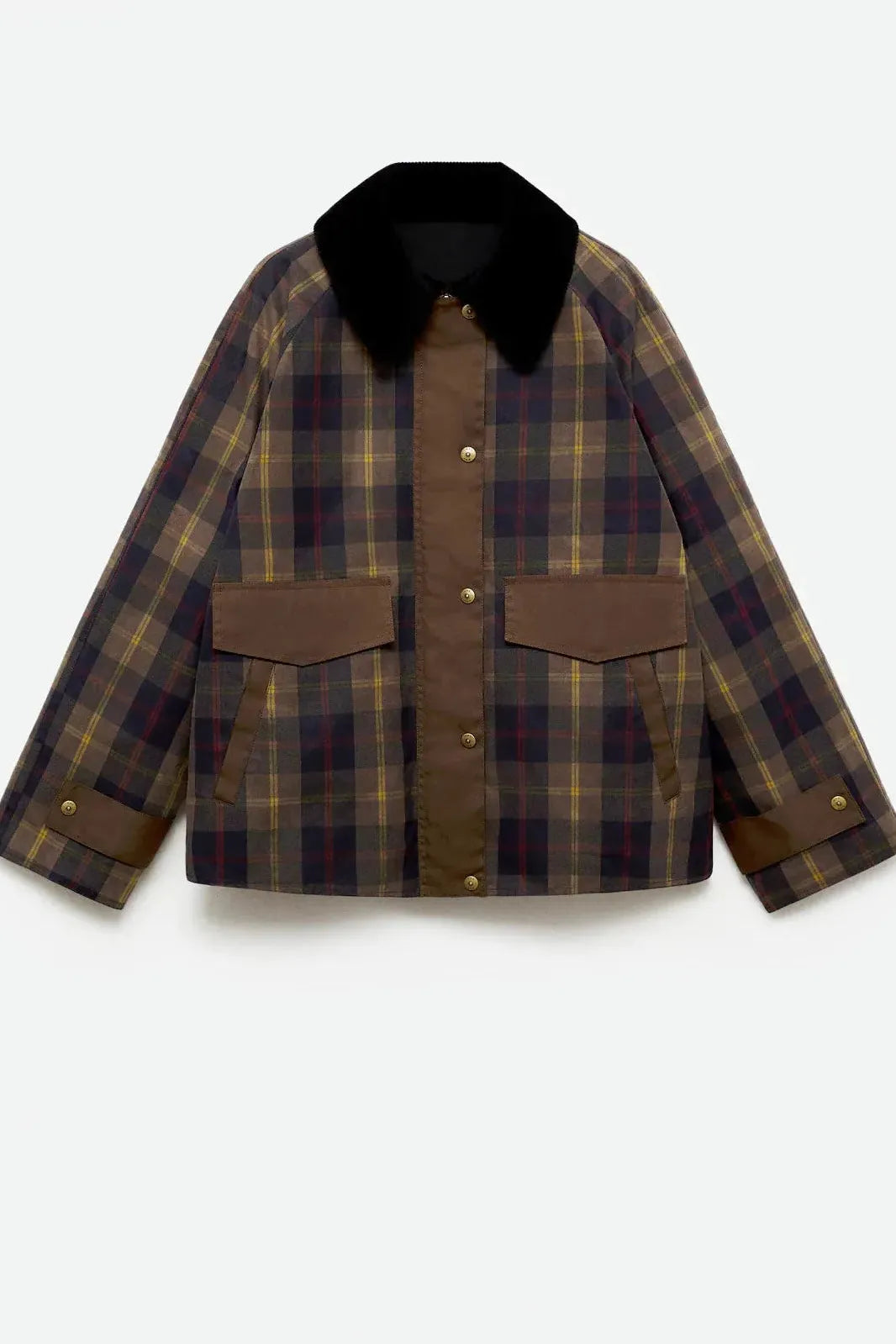 Women's Plaid Jacket, Lined with Contrast Collar - Tessa