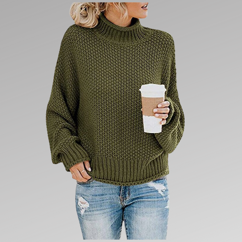 Women's Ribbed Knit Sweater, Relaxed Fit with Dropped Shoulders