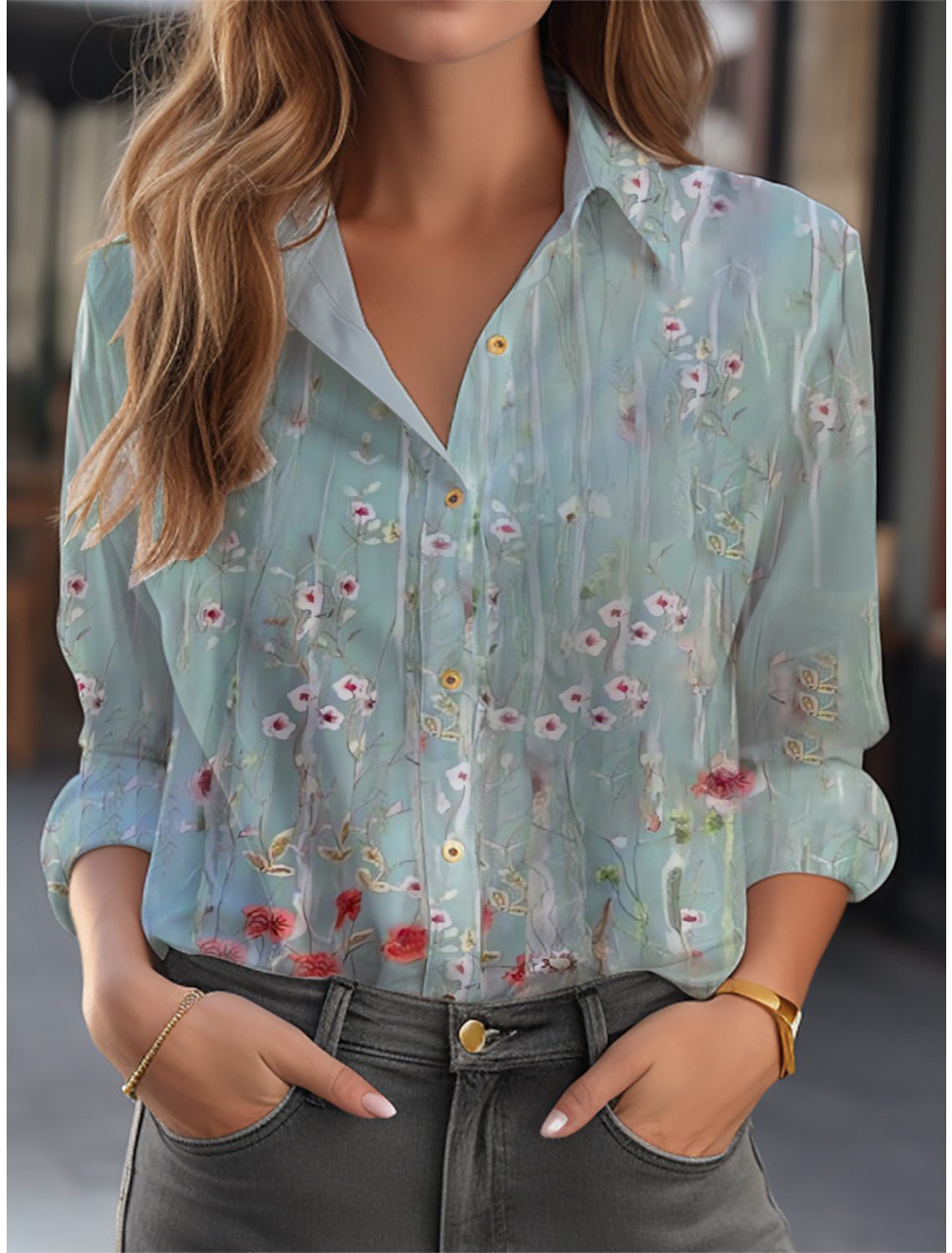 Inge | Floral Button-Up Blouse