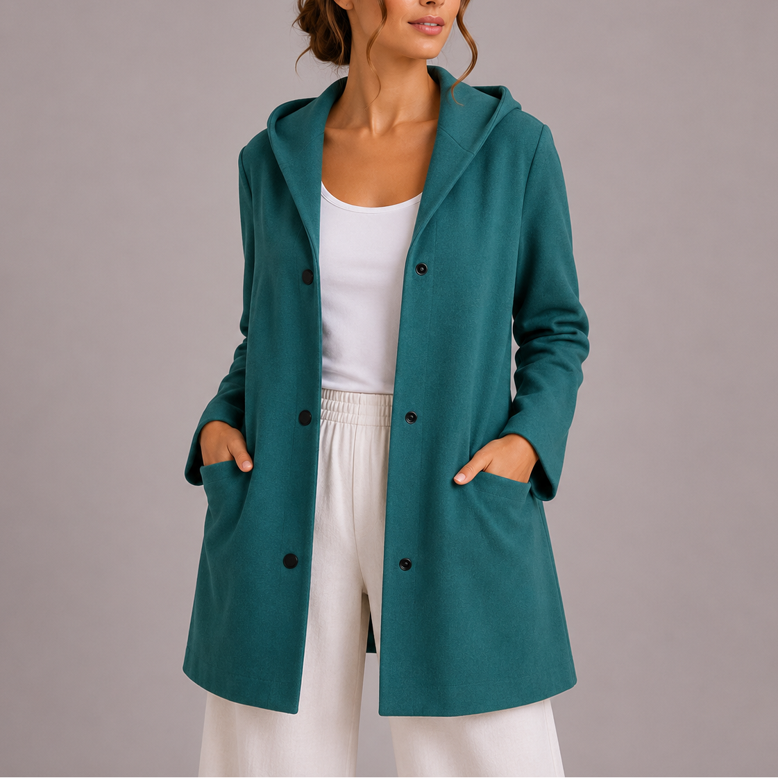 Women's Casual Hooded Cardigan – Longline with Pockets
