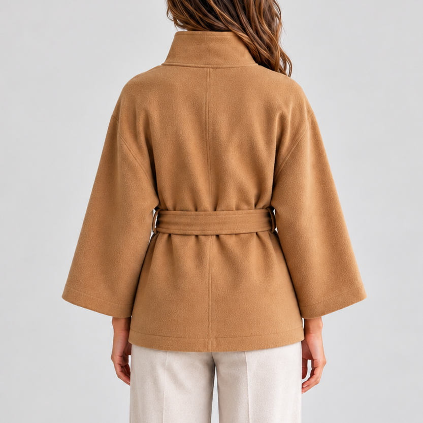 Women's Belted Cape Jacket – Stand Collar