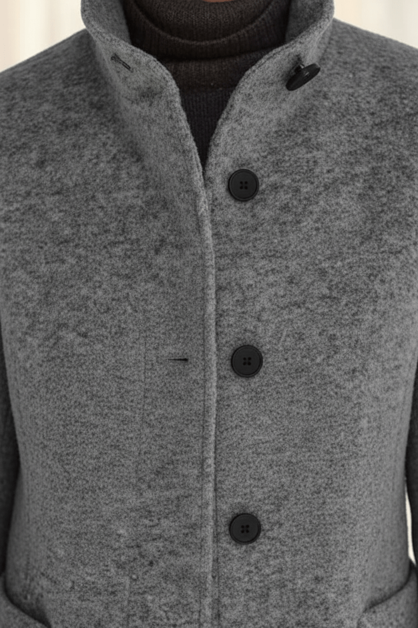 Women's Button-Front Coat, Tailored Fit with Stand Collar