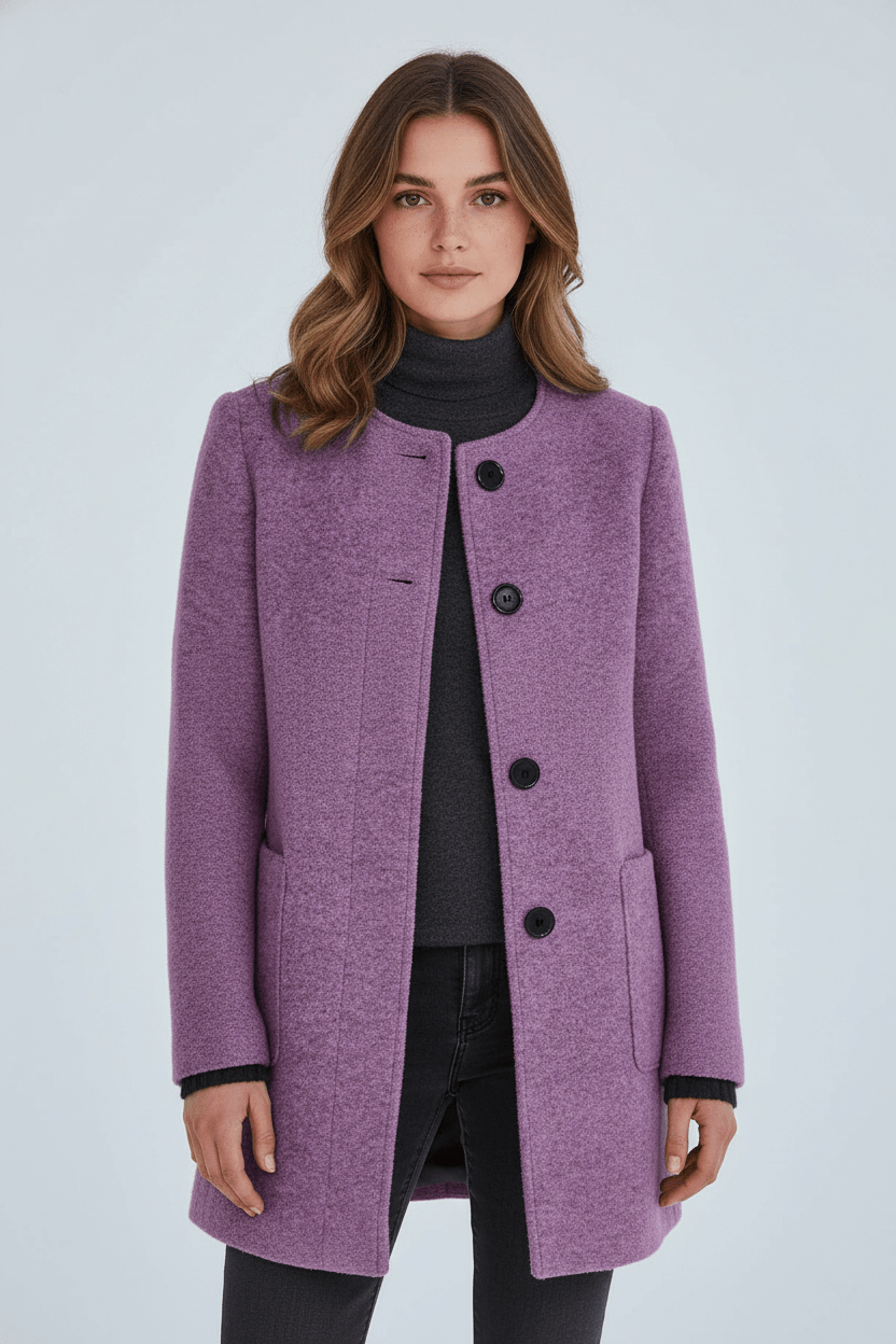 Women's Button-Front Coat, Tailored Fit with Stand Collar