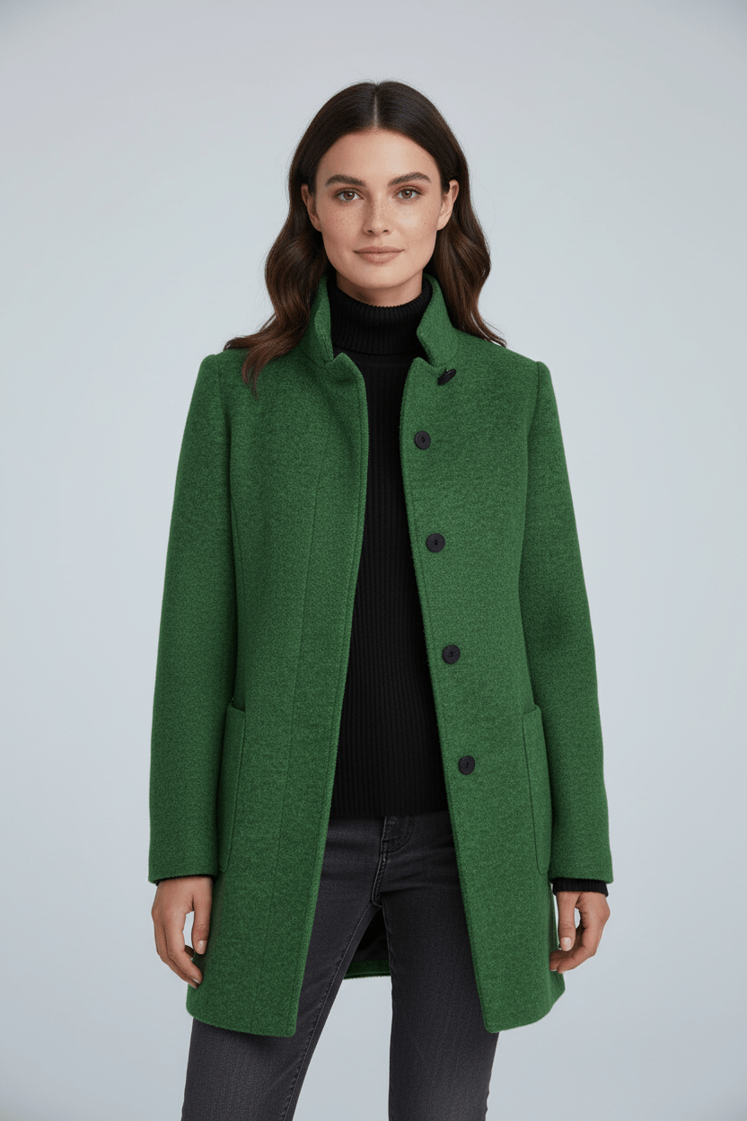 Women's Button-Front Coat, Tailored Fit with Stand Collar