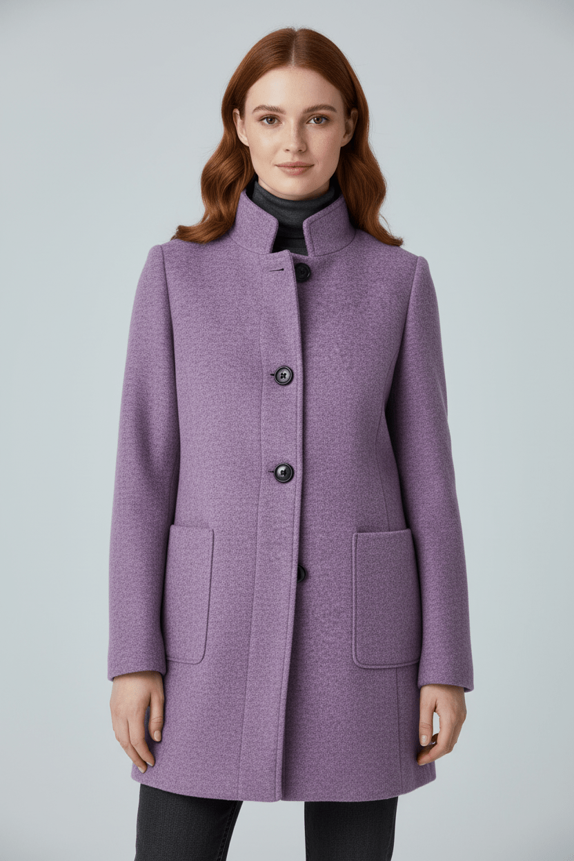 Women's Button-Front Coat, Tailored Fit with Stand Collar