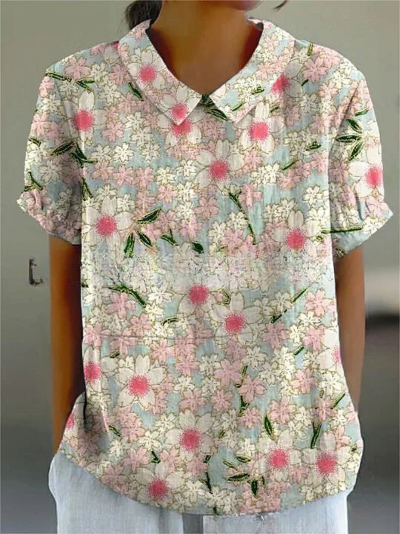 Liana | Vintage Floral Linen Blouse