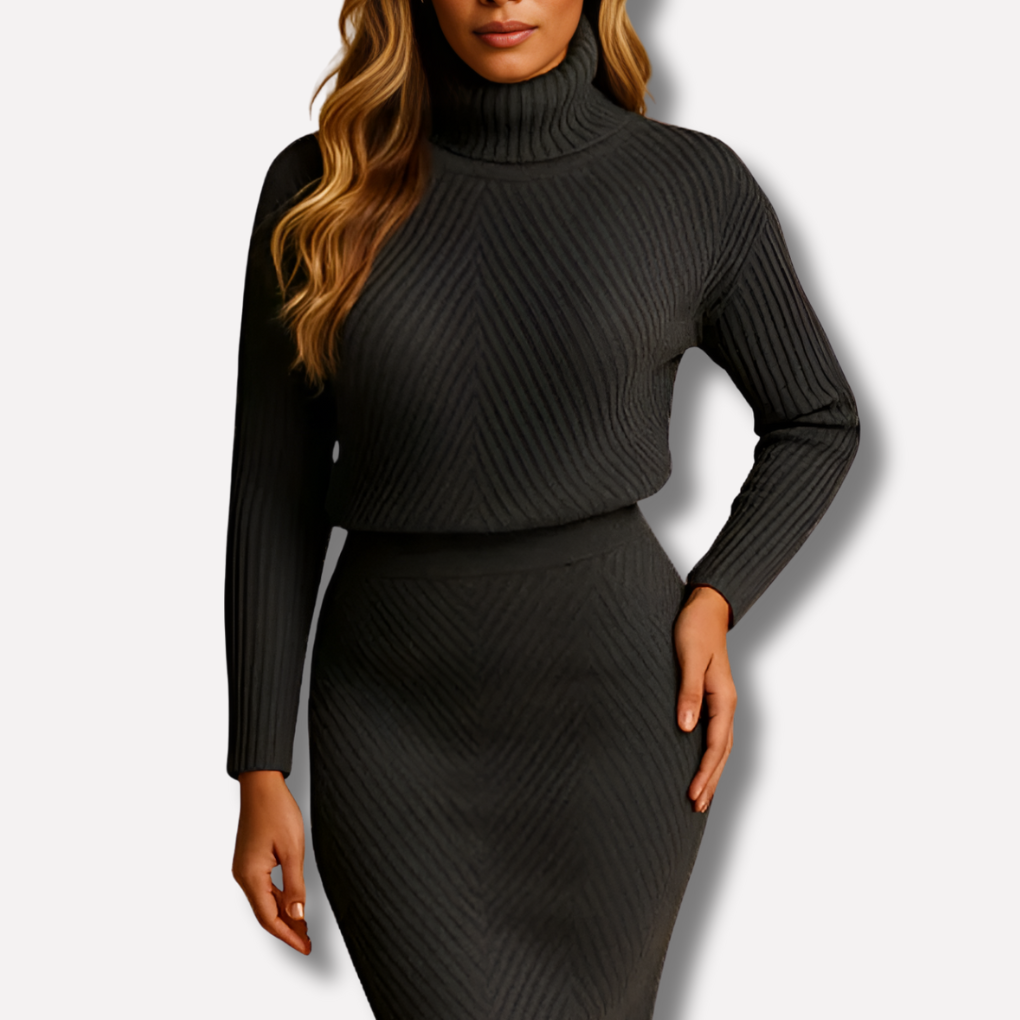 Women's Long Sleeve Midi Dress, Textured Finish - Freya