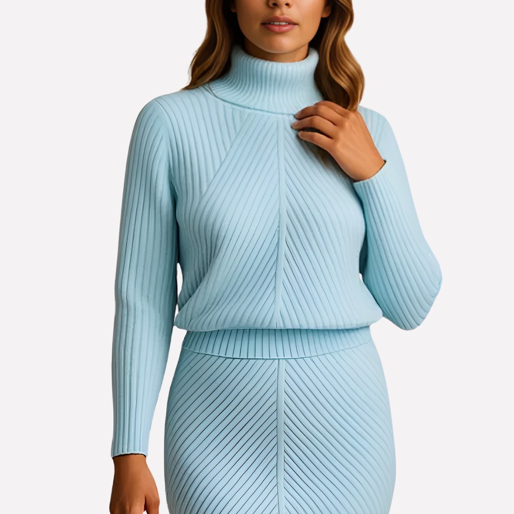Women's Long Sleeve Midi Dress, Textured Finish - Freya