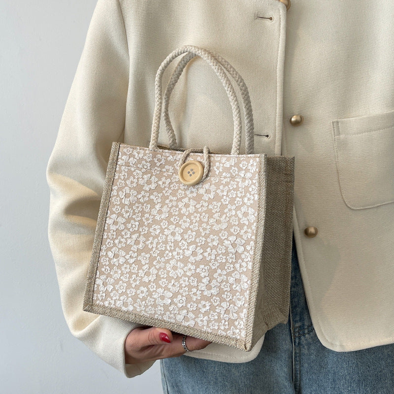Small floral tote bag with twin top handles