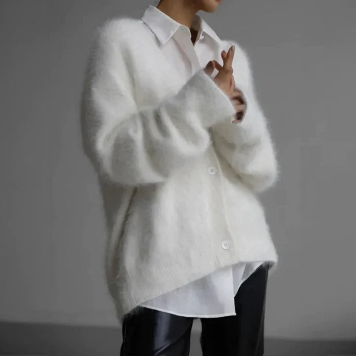Women's Button Up Cardigan, V-Neck Relaxed Knit