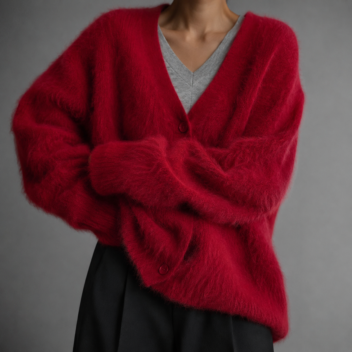 Women's Button Up Cardigan, V-Neck Relaxed Knit