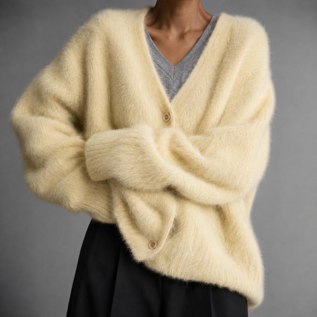 Women's Button Up Cardigan, V-Neck Relaxed Knit