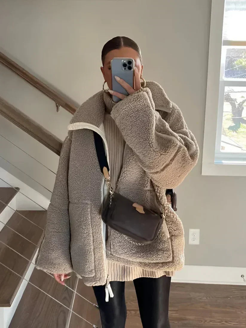 Women's Open-Front Teddy Coat, Relaxed Fit - Aven