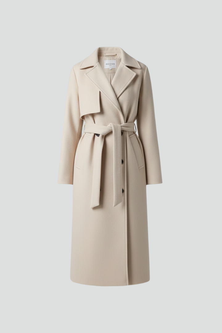 Women's Belted Trench Coat – Double-Breasted Longline