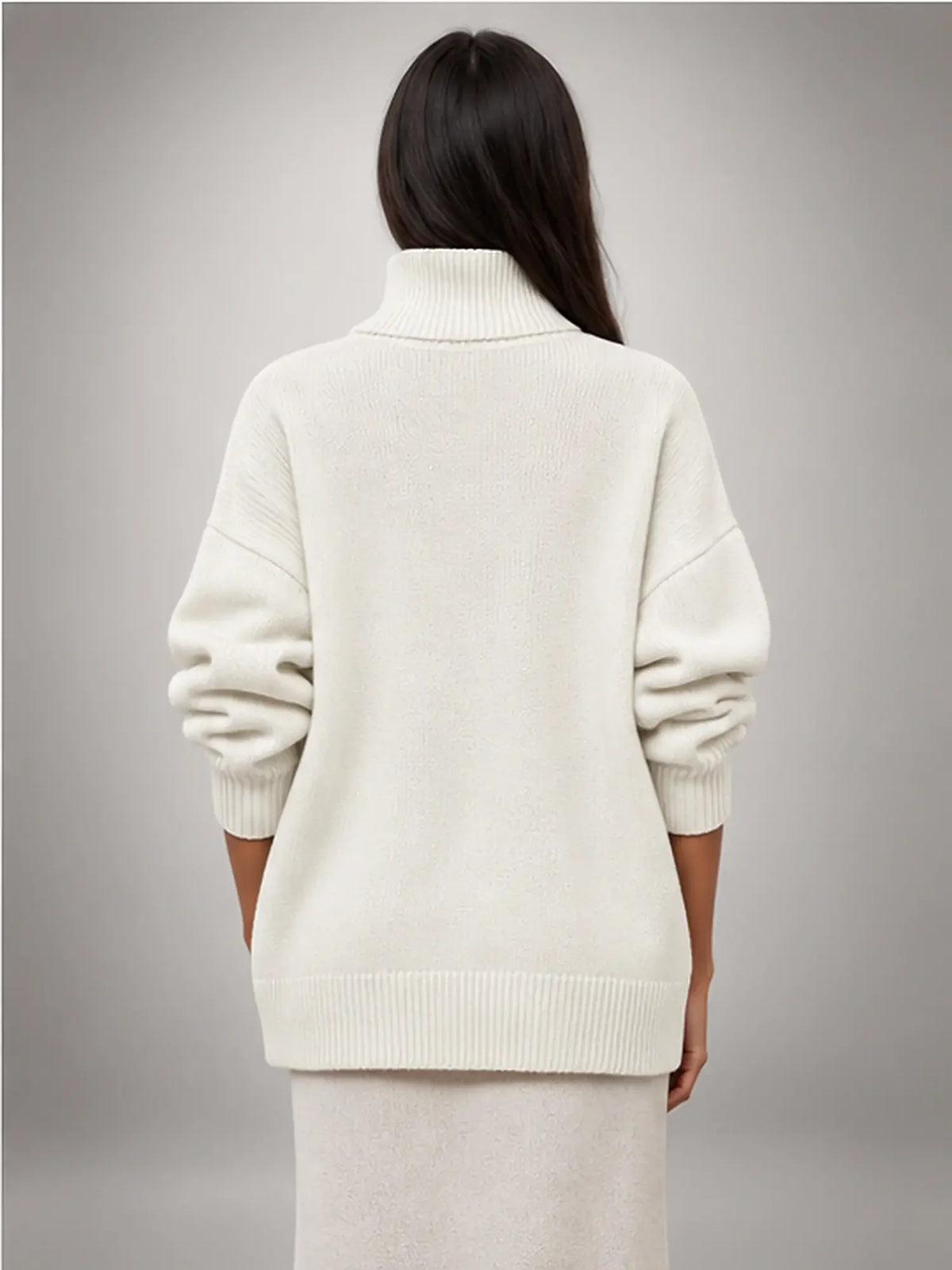 Women's Oversized Turtleneck Sweater, Relaxed Knit and Long Sleeves
