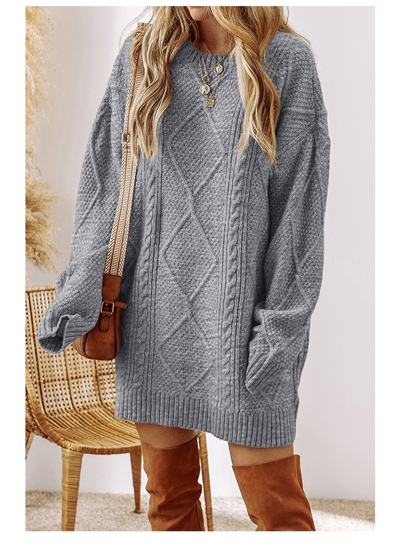 Women's Cable Knit Sweater Dress - Matilda Wood