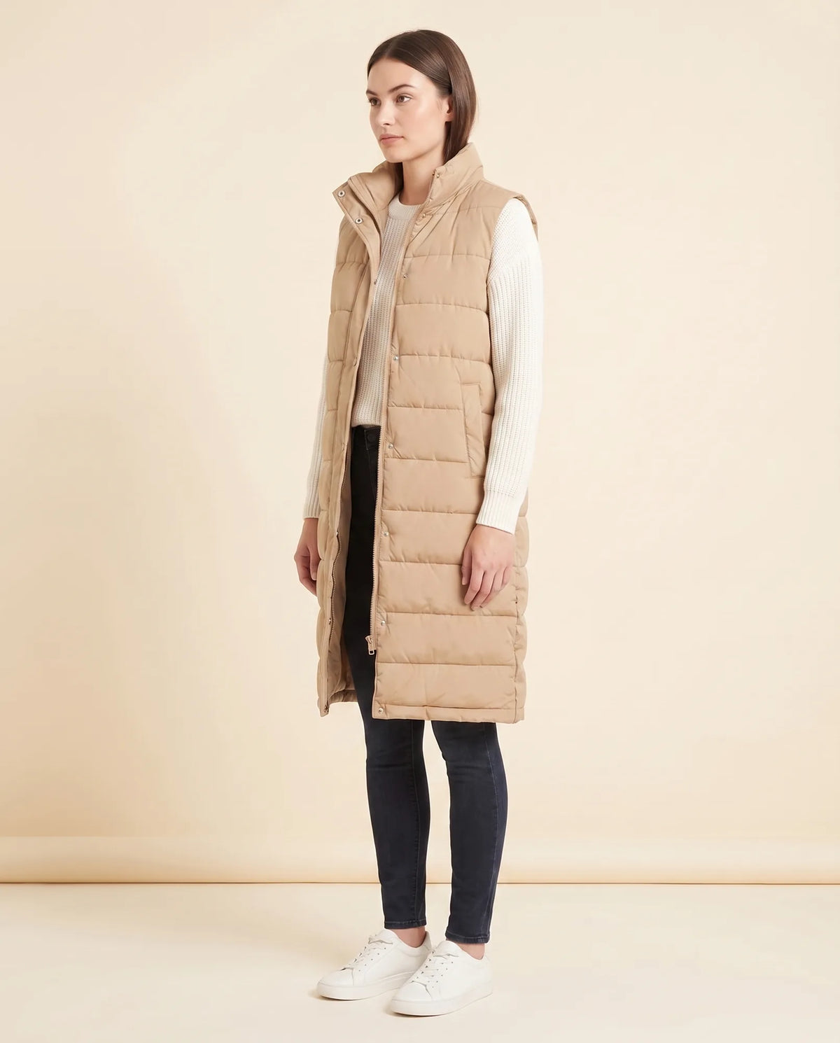 Women's Esme Longline Hooded Sleeveless Puffer Vest