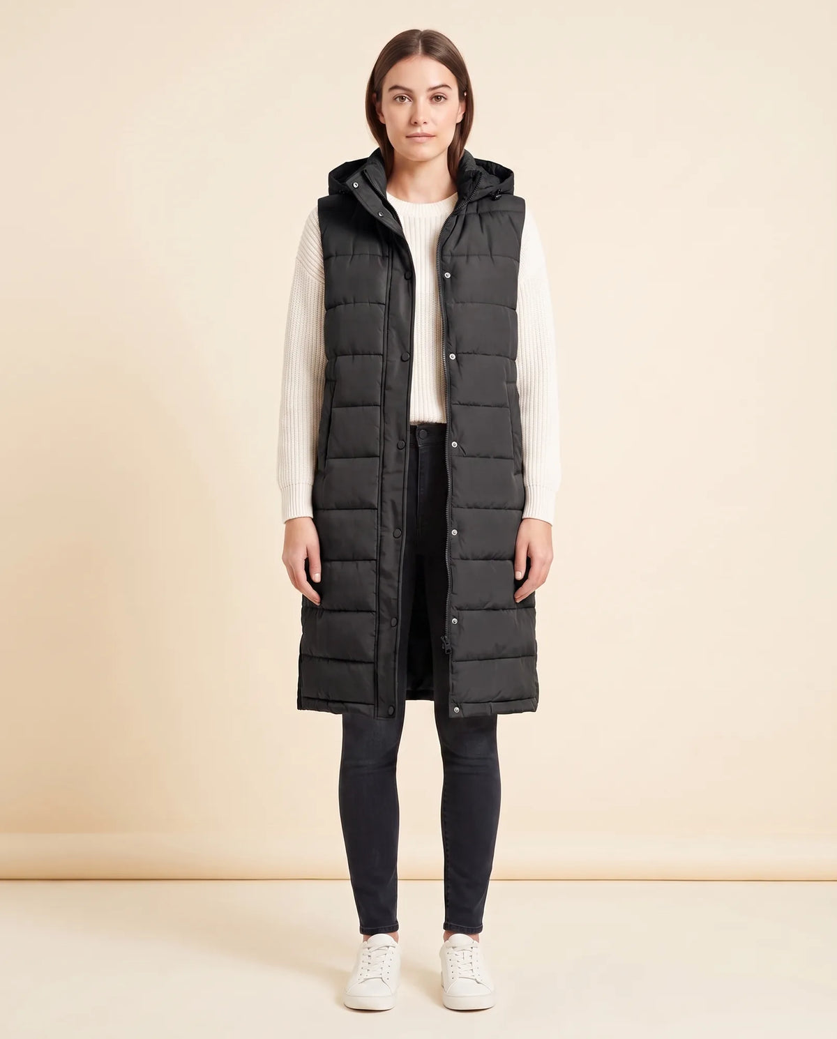 Women's Esme Longline Hooded Sleeveless Puffer Vest