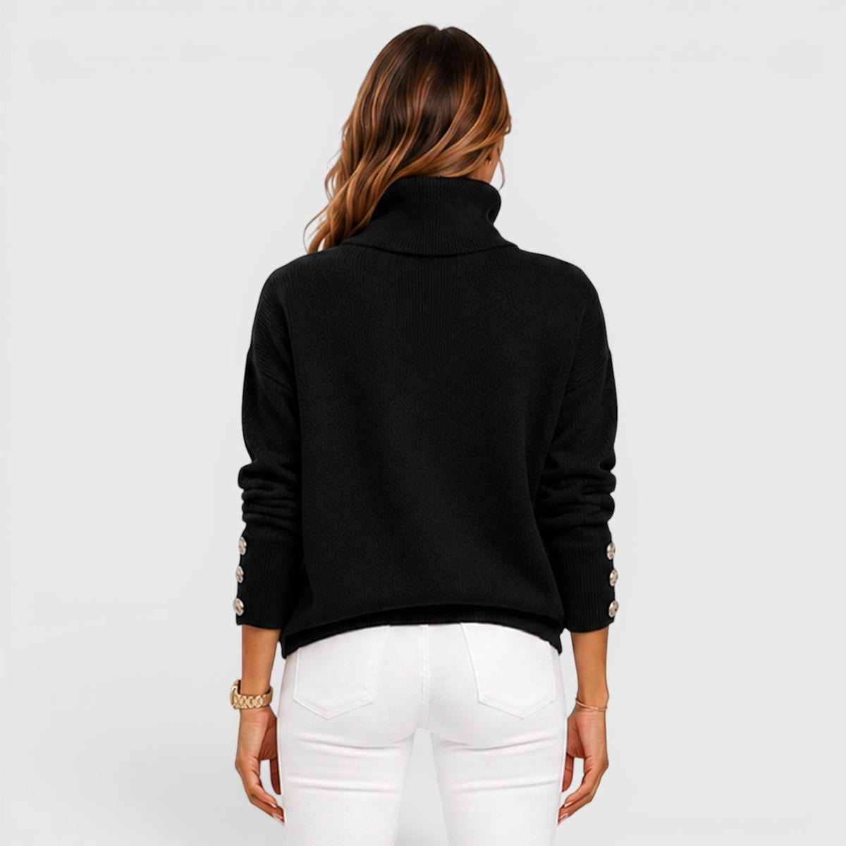 Women's Oversized Ribbed Turtleneck Sweater, Chunky Knit - Beverley