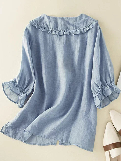 Elise | Peter Pan Collar Linen Shirt