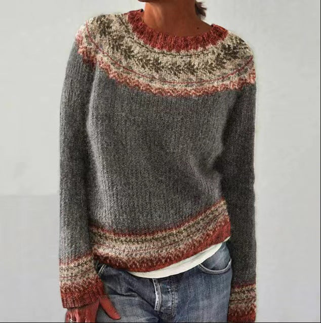Women's Nordic Pattern Crewneck Sweater, Relaxed Fit - Brenwyn