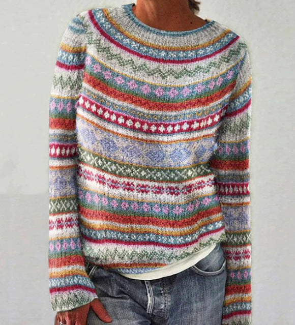 Women's Nordic Pattern Crewneck Sweater, Relaxed Fit - Brenwyn