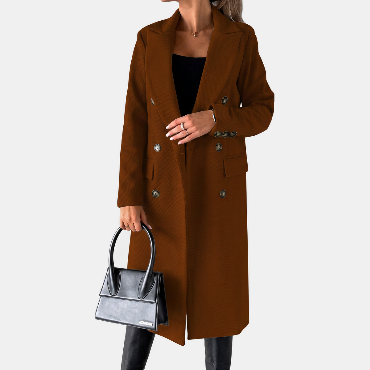 Women's Wool Trench Coat – Double-Breasted Longline