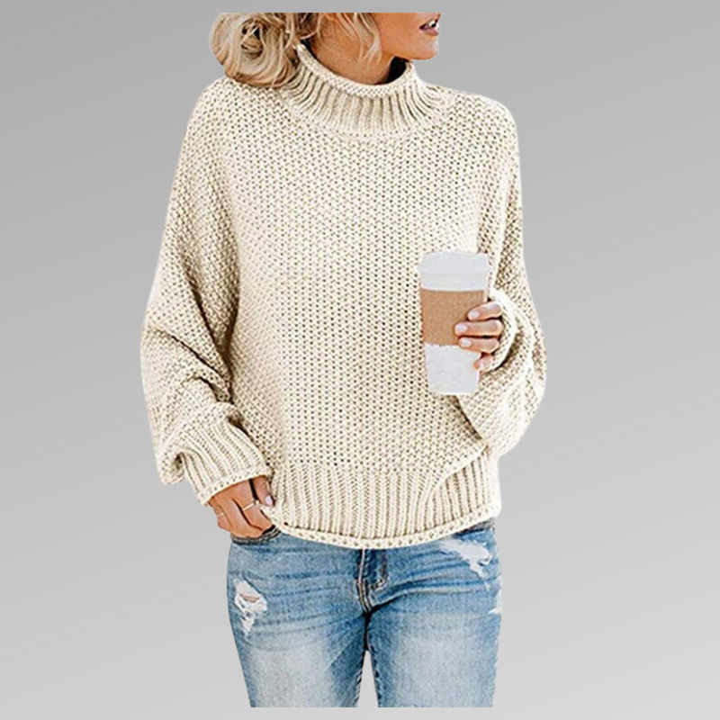 Women's Ribbed Knit Sweater, Relaxed Fit with Dropped Shoulders