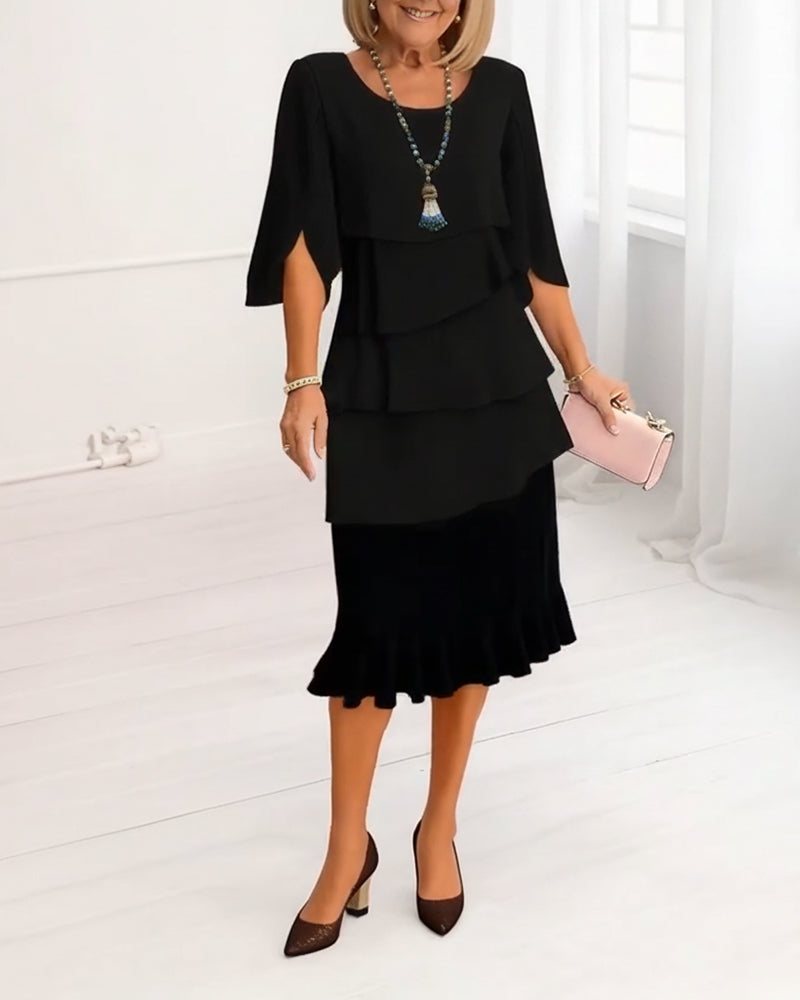 Patricia | Elegant Ruffle Midi Dress