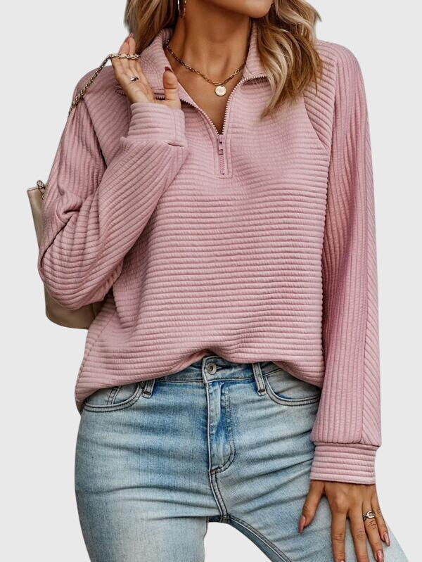 Women's Half-Zip Sweater, Textured Knit and Relaxed Fit - Molly
