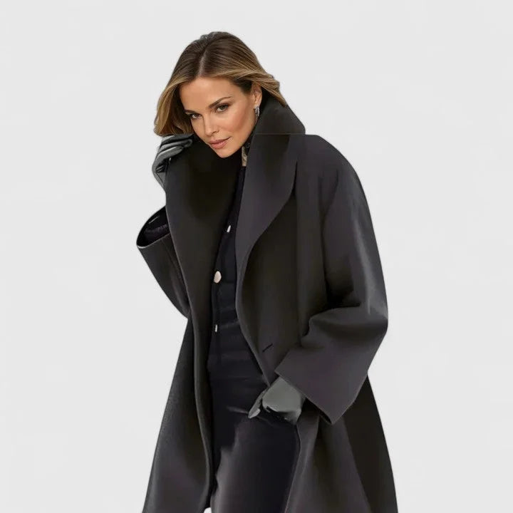Women's Shawl Collar Coat, Relaxed Fit with Button Front
