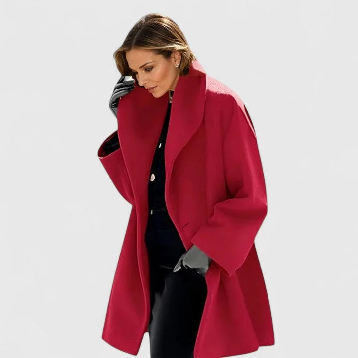 Women's Shawl Collar Coat, Relaxed Fit with Button Front