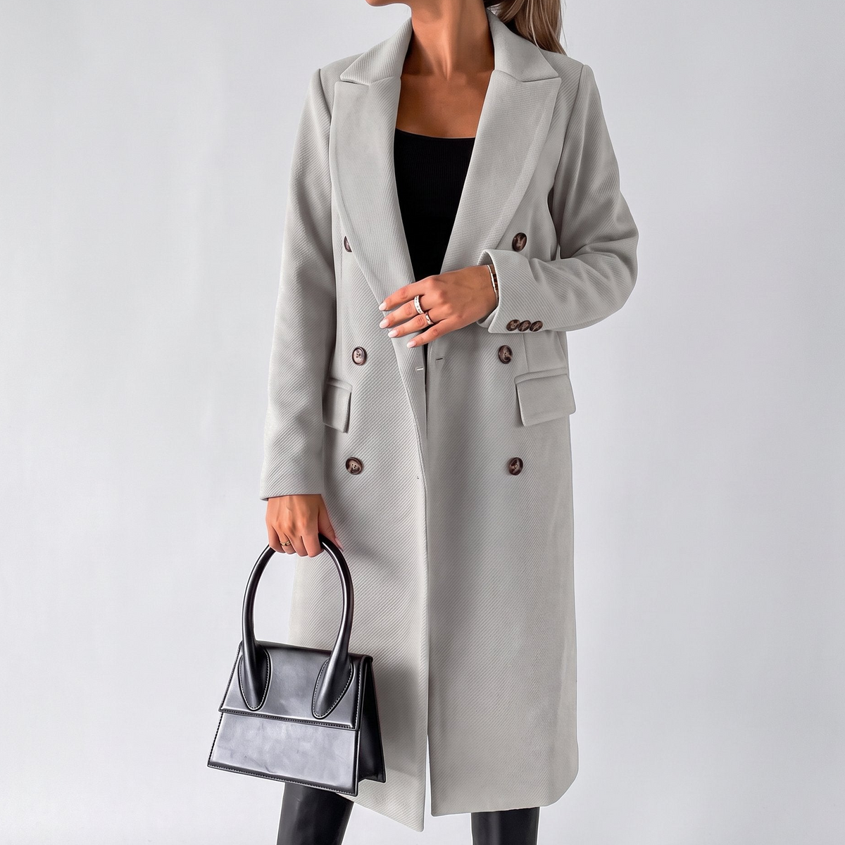 Women's Wool Trench Coat – Double-Breasted Longline
