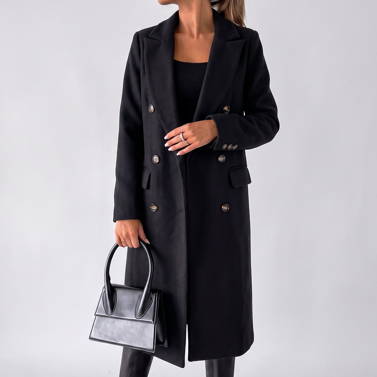 Women's Wool Trench Coat – Double-Breasted Longline