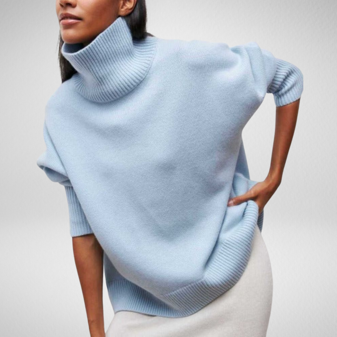 Women's Oversized Chunky Knit Turtleneck Sweater - Halvine