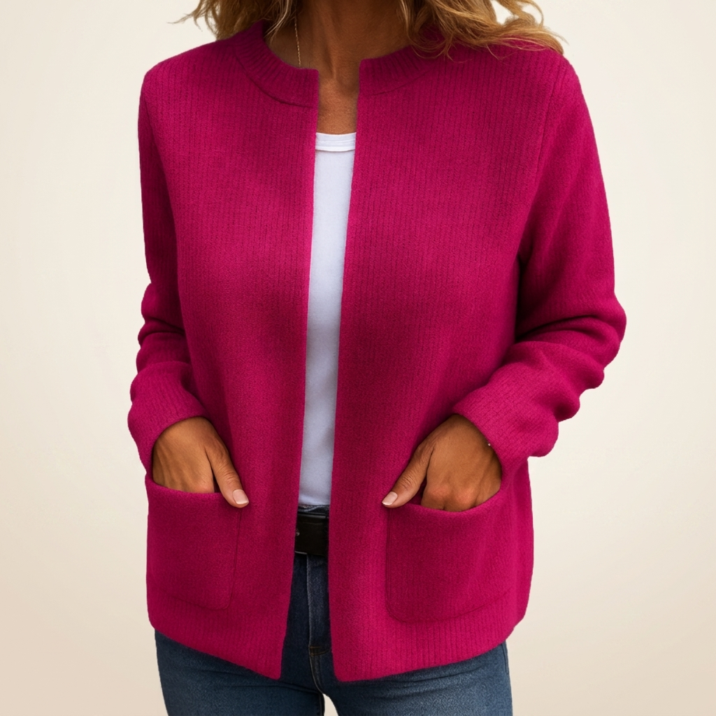 Women's Zip Up Cardigan, Relaxed Knit with Pockets - Maeve